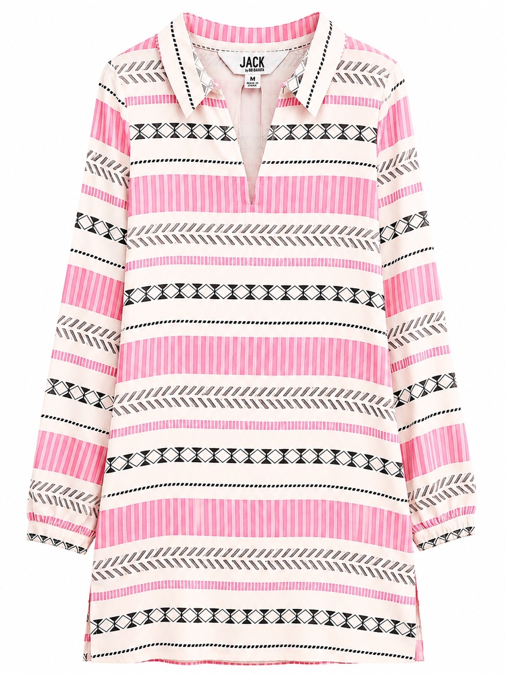 Jack by BB Dakota Pink White Striped Split Sleeve Tie Bow Mini Shift Dress M NWT